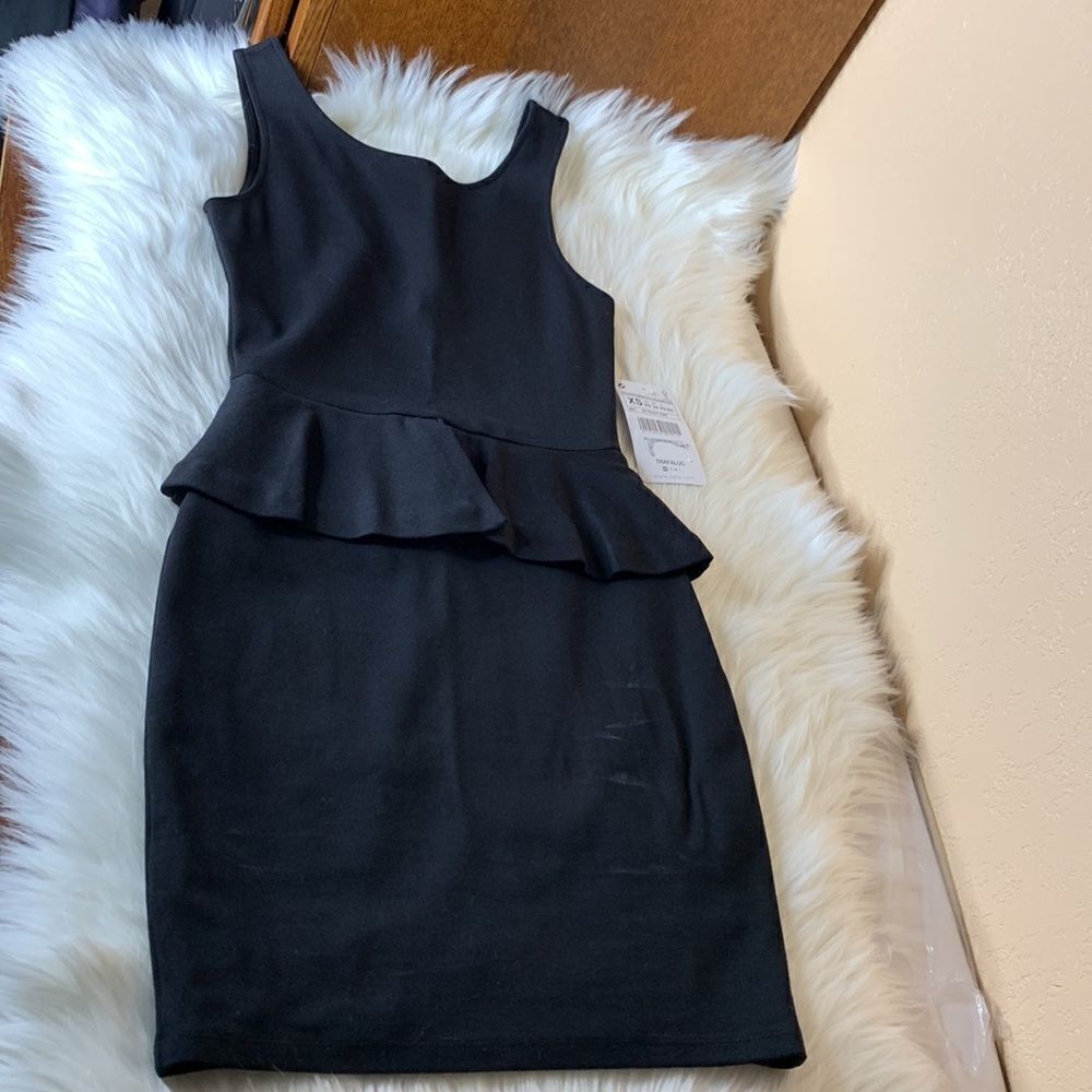 Zara Trafaluco Collection Black Peplum Bodycon Dress Size XS